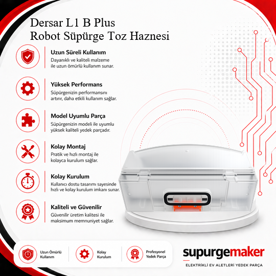 Dersar L1 B Plus Robot Süpürge Toz Haznesi