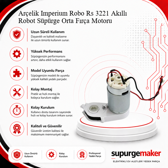 Beko Rs 2221 Akıllı Robot Süpürge Orta Fırça Motoru Aksesuarları – Yedek Parça
