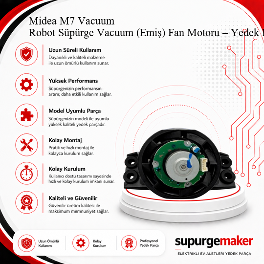 Midea M7 Vacuum Robot Süpürge Vacuum (Emiş) Fan Motoru – Yedek Parça