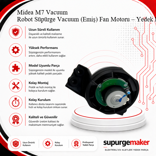 Midea M7 Vacuum Robot Süpürge Vacuum (Emiş) Fan Motoru – Yedek Parça