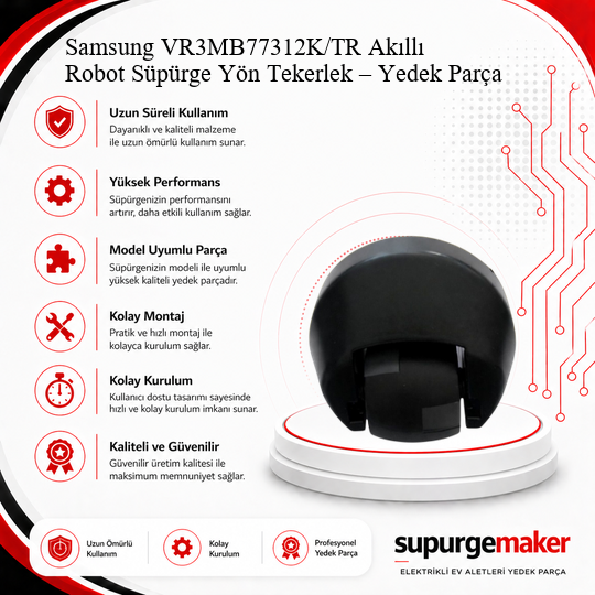 Samsung VR3MB77312K/TR Akıllı Robot Süpürge Yön Tekerlek – Yedek Parça