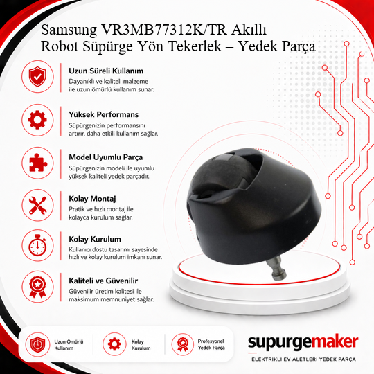 Samsung VR3MB77312K/TR Akıllı Robot Süpürge Yön Tekerlek – Yedek Parça