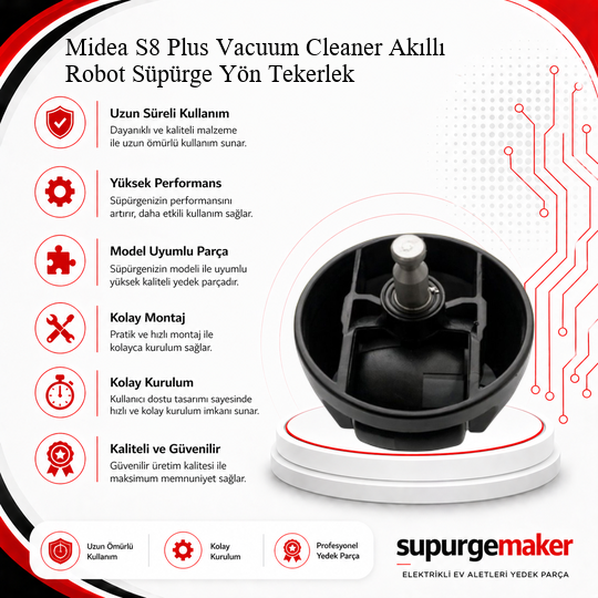 Midea S8 Plus Vacuum Cleaner Akıllı Robot Süpürge Yön Tekerlek – Yedek Parça