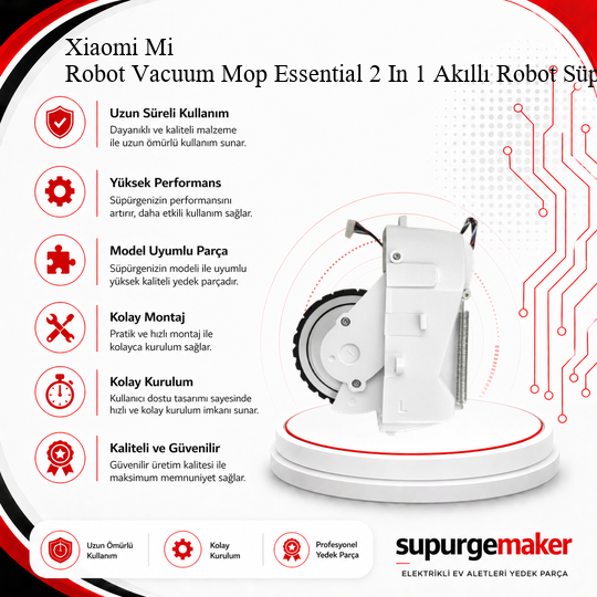 Xiaomi Mi Robot Vacuum Mop Essential 2 In 1 Akıllı Robot Süpürge Sol Tekerlek Aksesuarları – Yedek Parça
