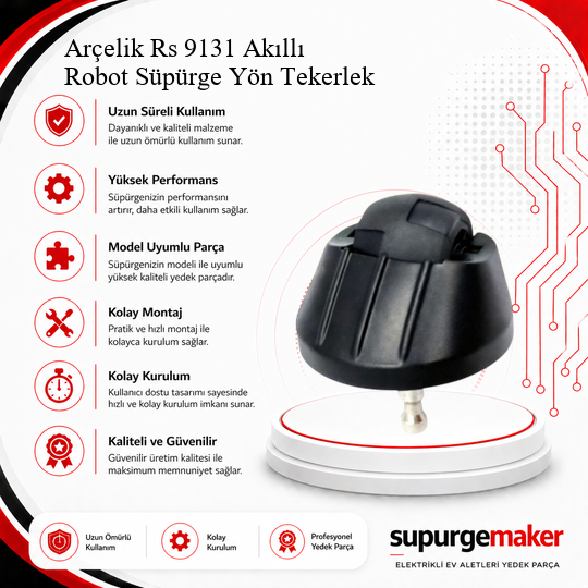 Arçelik Rs 9131 Akıllı Robot Süpürge Yön Tekerlek Aksesuarları – Yedek Parça