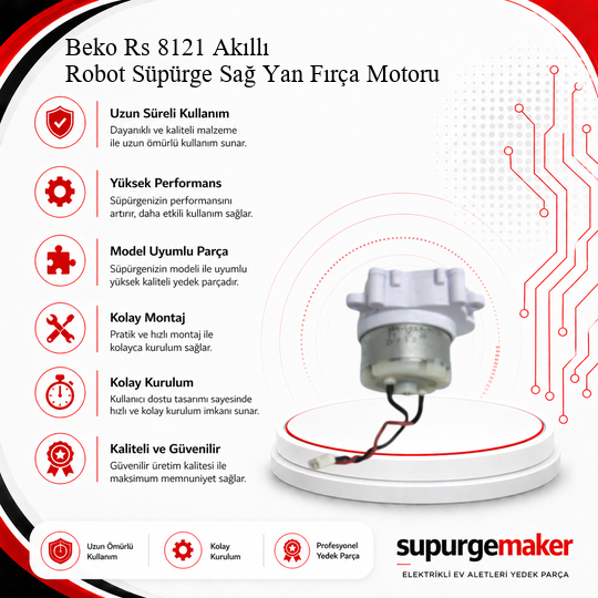 Beko Rs 8121 Akıllı Robot Süpürge Sağ Yan Fırça Motoru Aksesuarları – Yedek Parça