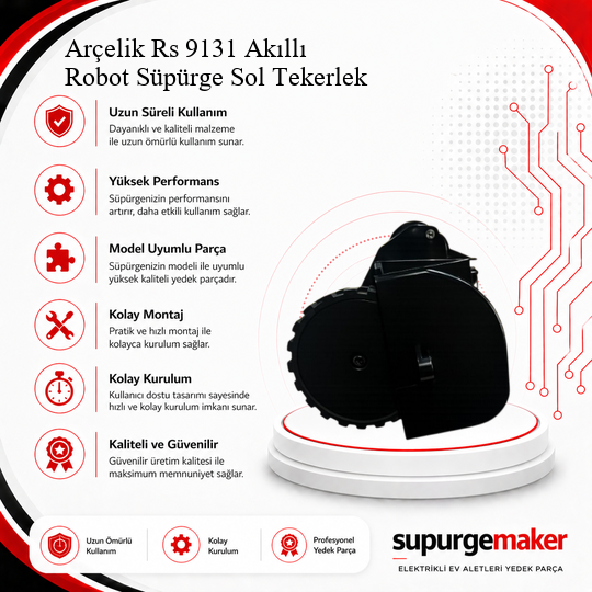 Arçelik Rs 9131 Akıllı Robot Süpürge Sol Tekerlek Aksesuarları – Yedek Parça