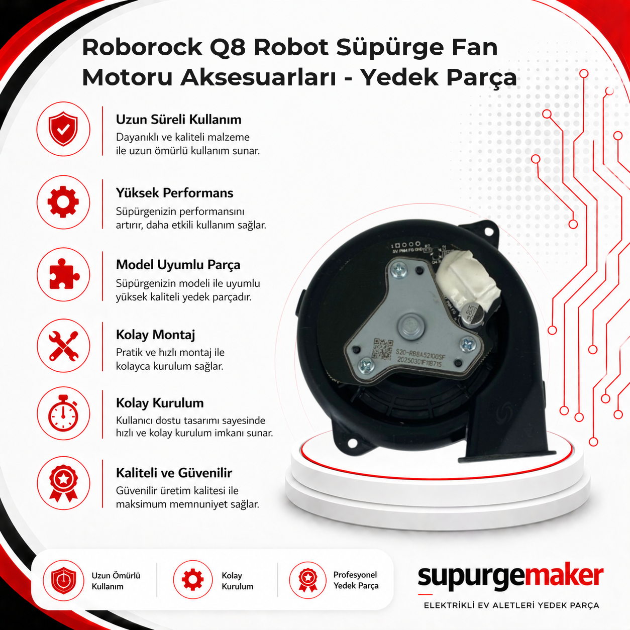 Roborock Q8 Robot Süpürge Fan Motoru Aksesuarları - Yedek Parça
